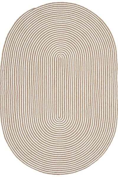 Milda 74 Kahverengi Jüt Hasırlı El Örgüsü Çift Taraflı Kilim Oval Jüt Halı 120x180