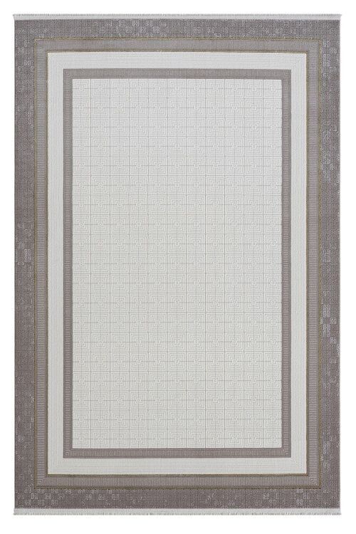 Seyran Halı Ahlat 7052 Antrasit Çerçeveli Klasik Desen Akrilik Salon Halısı Yolluk Modern Akrilik Halı