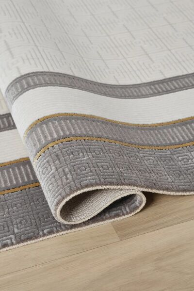 Seyran Halı Ahlat 7052 Antrasit Çerçeveli Klasik Desen Akrilik Salon Halısı Yolluk Modern Akrilik Halı