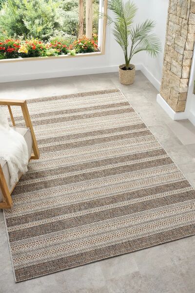 Seyran Halı 2553 Terra Yazlık Hav Toz Vermez Yolluk Sisal Dokuma Etnik Oturma Odası Salon Balkon Halısı