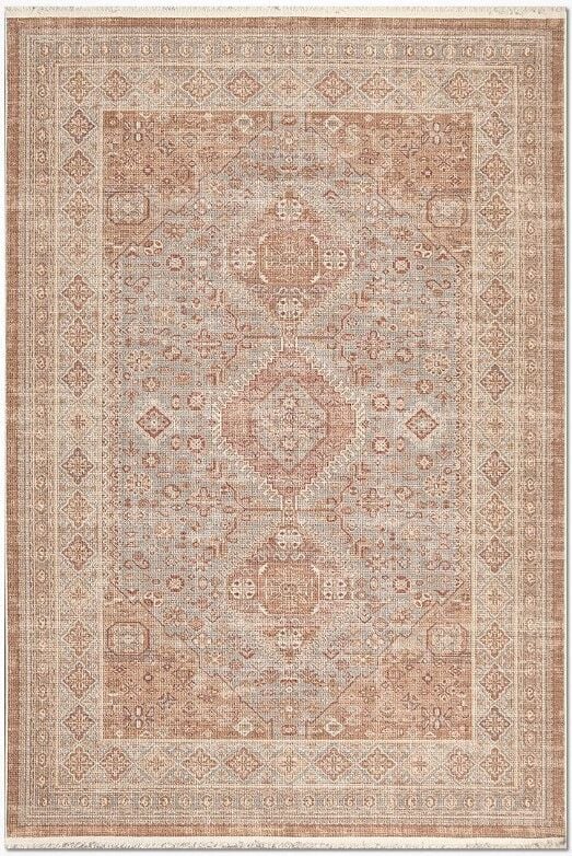 Crea Halı Kaizen ON05 %100 Pamuk Bej Krem Vintage Dokuma Dekoratif Salon Halısı