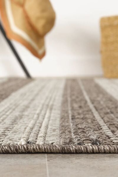 Seyran Halı 2552 Antrasit Yazlık Hav Toz Vermez Yolluk Sisal Dokuma Etnik Oturma Odası Salon Balkon Halısı