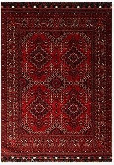 Crea Halı Truva TR07 Afgan Desen Bordo Kırmızı Etnik Modern Halı My Crea Home