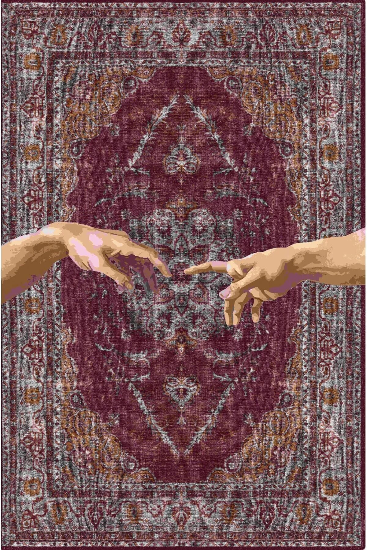 Drom Dokuma Taban Makinede Yıkanabilen Kilim Kaymaz Şönil Vintage Dekoratif Halı