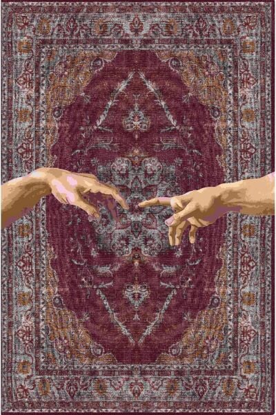 Drom Dokuma Taban Makinede Yıkanabilen Kilim Kaymaz Şönil Vintage Dekoratif Halı