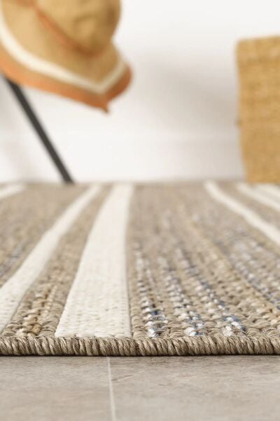 Seyran Halı 2551 Mavi Yazlık Hav Toz Vermez Yolluk Sisal Dokuma Etnik Oturma Odası Salon Balkon Halısı