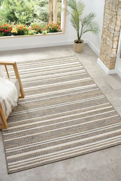 Seyran Halı 2551 Mavi Yazlık Hav Toz Vermez Yolluk Sisal Dokuma Etnik Oturma Odası Salon Balkon Halısı