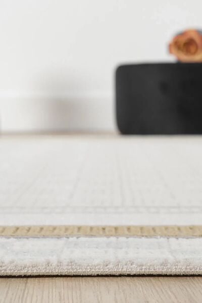 Seyran Halı Ahlat 7052 Gold Çerçeveli Klasik Desen Gri Akrilik Salon Halısı Yolluk Modern Akrilik Halı