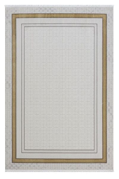 Seyran Halı Ahlat 7052 Gold Çerçeveli Klasik Desen Gri Akrilik Salon Halısı Yolluk Modern Akrilik Halı