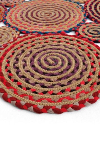 Milda 03 Multi Jüt Hasırlı El Örgüsü Çift Taraflı Kilim Dikdörtgen Jüt Halı 90x150