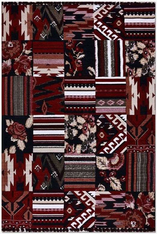 Crea Halı Truva TR14 Afgan Desen Bordo Kırmızı Etnik Modern Halı My Crea Home