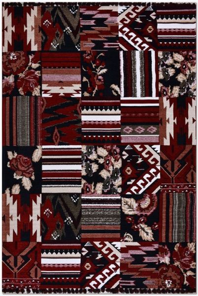 Crea Halı Truva TR14 Afgan Desen Bordo Kırmızı Etnik Modern Halı My Crea Home