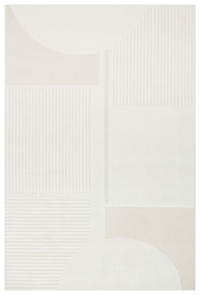 Eko Halı Adel ADL 03 Cream Yüksek Alçak Oymalı Dokuya Sahip Özel Yumuşak Tuşeli Modern Hav Vermeyen Sıkı Dokuma Makine Halısı