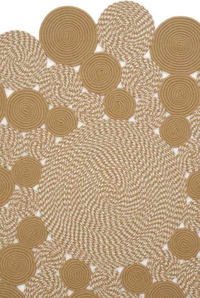 Milda 27 Bej Kahve Bohem Jüt Kilim Hasırlı El Örgüsü Çift Taraflı Kilim Yuvarlak Modern Jüt Halı 90x90