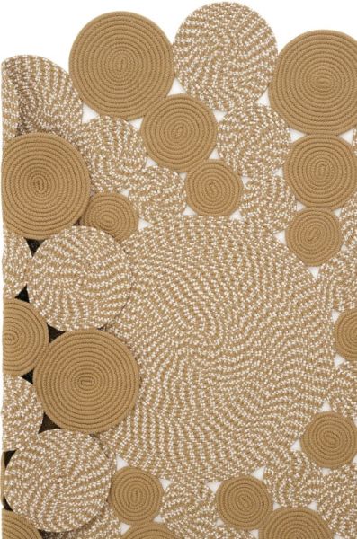 Milda 27 Bej Kahve Bohem Jüt Kilim Hasırlı El Örgüsü Çift Taraflı Kilim Yuvarlak Modern Jüt Halı 90x90