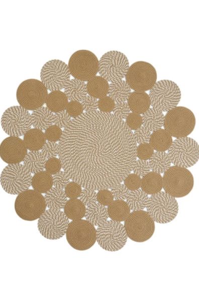 Milda 27 Bej Kahve Bohem Jüt Kilim Hasırlı El Örgüsü Çift Taraflı Kilim Yuvarlak Modern Jüt Halı