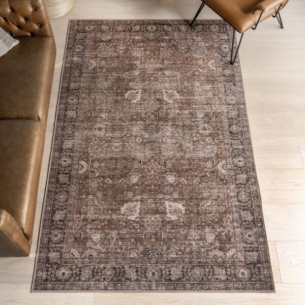 Atelier 501 Brown Taupe Eskitme Vintage Halı Etnik Dokuma Otantik Yıkanabilir Salon Mutfak Yatak Odası Koridor Halısı