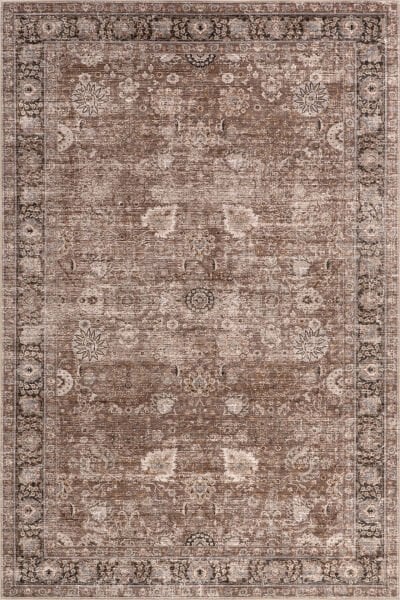 Atelier 501 Brown Taupe Eskitme Vintage Halı Etnik Dokuma Otantik Yıkanabilir Salon Mutfak Yatak Odası Koridor Halısı