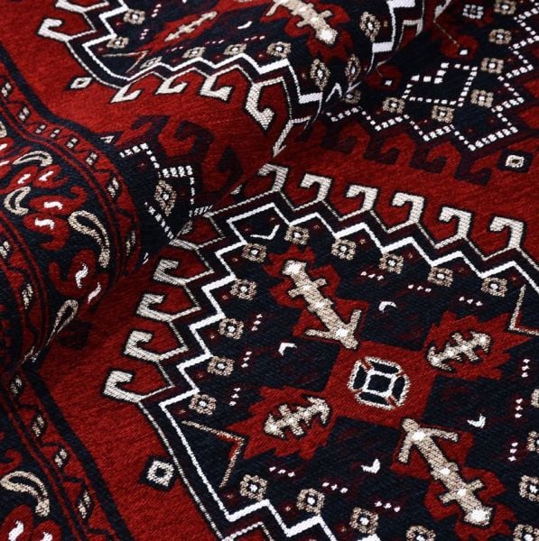 Crea Halı Truva TR19 Afgan Desen Bordo Kırmızı Etnik Modern Halı My Crea Home