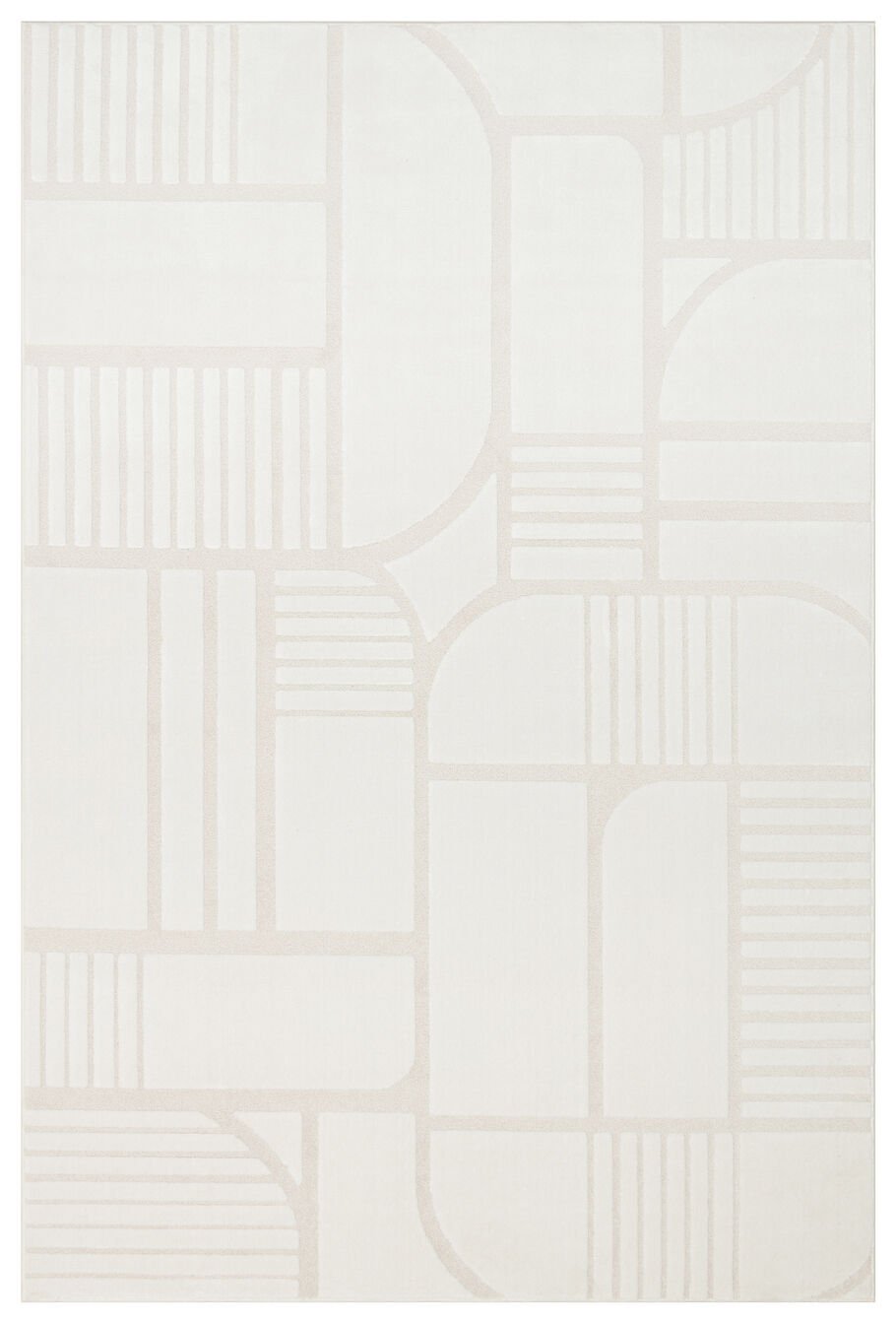 Eko Halı Adel ADL 02 Cream Yüksek Alçak Oymalı Dokuya Sahip Özel Yumuşak Tuşeli Modern Hav Vermeyen Sıkı Dokuma Makine Halısı