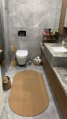 Milda 48 Jüt Yolluk Yıkanabilir Silinebilir Çift Taraflı Kilim Oval Jüt Halı Koridor Balkon MUtfak Banyo Halısı