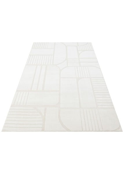 Eko Halı Adel ADL 02 Cream Yüksek Alçak Oymalı Dokuya Sahip Özel Yumuşak Tuşeli Modern Hav Vermeyen Sıkı Dokuma Makine Halısı