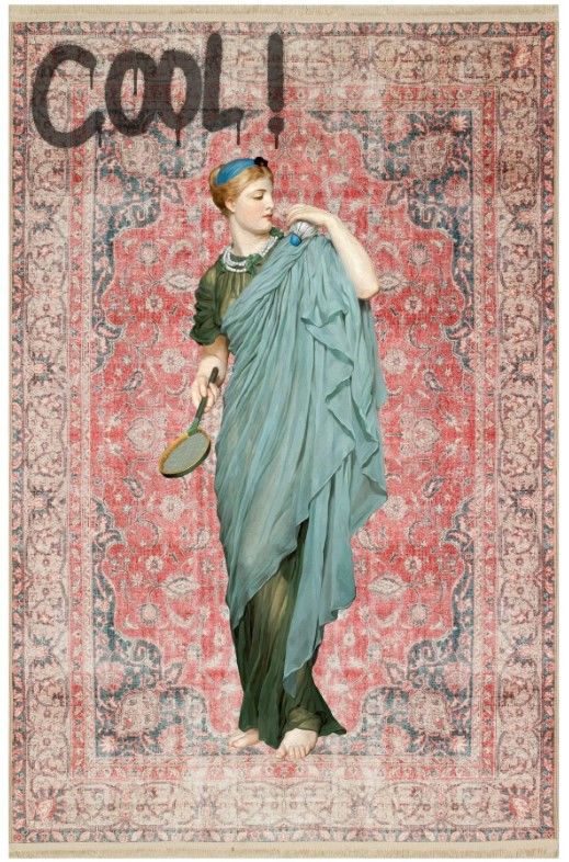 Drom Kaymaz Tabanlı Yıkanabilir Vintage Art Heykel Figürlü Etnik Halı