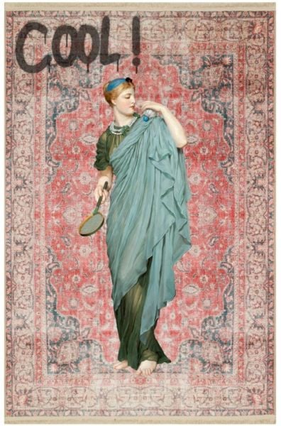 Drom Kaymaz Tabanlı Yıkanabilir Vintage Art Heykel Figürlü Etnik Halı