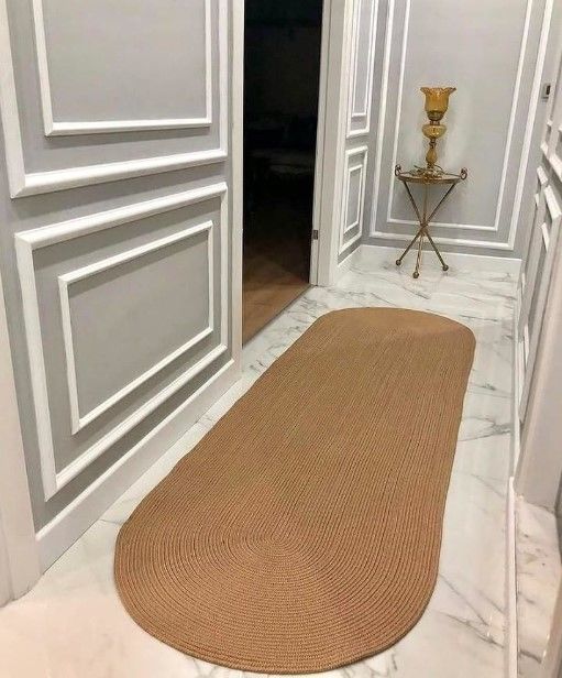 Milda 30 Jüt Hasırlı El Örgüsü Çift Taraflı Kilim Oval Jüt Halı