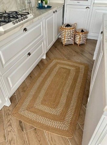 Milda 34 Jüt Hasırlı El Örgüsü Çift Taraflı Kilim Dikdörtgen Jüt Halı