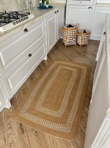 Milda 34 Jüt Hasırlı El Örgüsü Çift Taraflı Kilim Dikdörtgen Jüt Halı