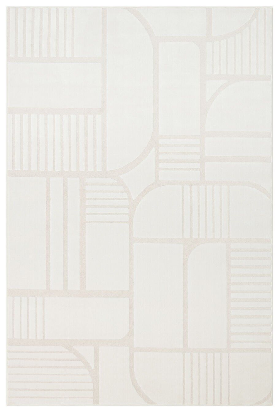 Eko Halı Adel ADL 01 Cream Yüksek Alçak Oymalı Dokuya Sahip Özel Yumuşak Tuşeli Modern Hav Vermeyen Sıkı Dokuma Makine Halısı