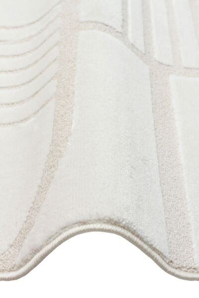 Eko Halı Adel ADL 01 Cream Yüksek Alçak Oymalı Dokuya Sahip Özel Yumuşak Tuşeli Modern Hav Vermeyen Sıkı Dokuma Makine Halısı