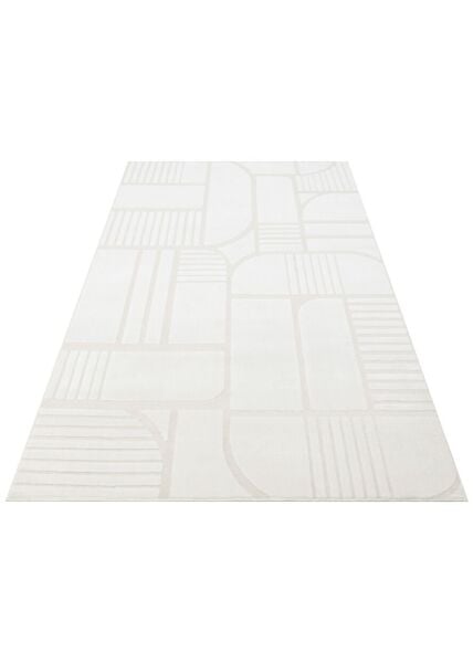 Eko Halı Adel ADL 01 Cream Yüksek Alçak Oymalı Dokuya Sahip Özel Yumuşak Tuşeli Modern Hav Vermeyen Sıkı Dokuma Makine Halısı