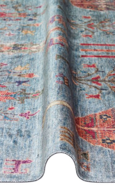 Eko Halı Antique ATK 09 Aqua  Antik Desen Makinede Yıkanabilir Halı Kaymaz Taban Vintage Modern Salon Mutfak Koridor Halısı