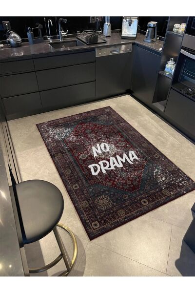Drom Dokuma Taban Makinede Yıkanabilen Kilim Kaymaz Şönil No Drama Yazılı Modern Kreatif Halı