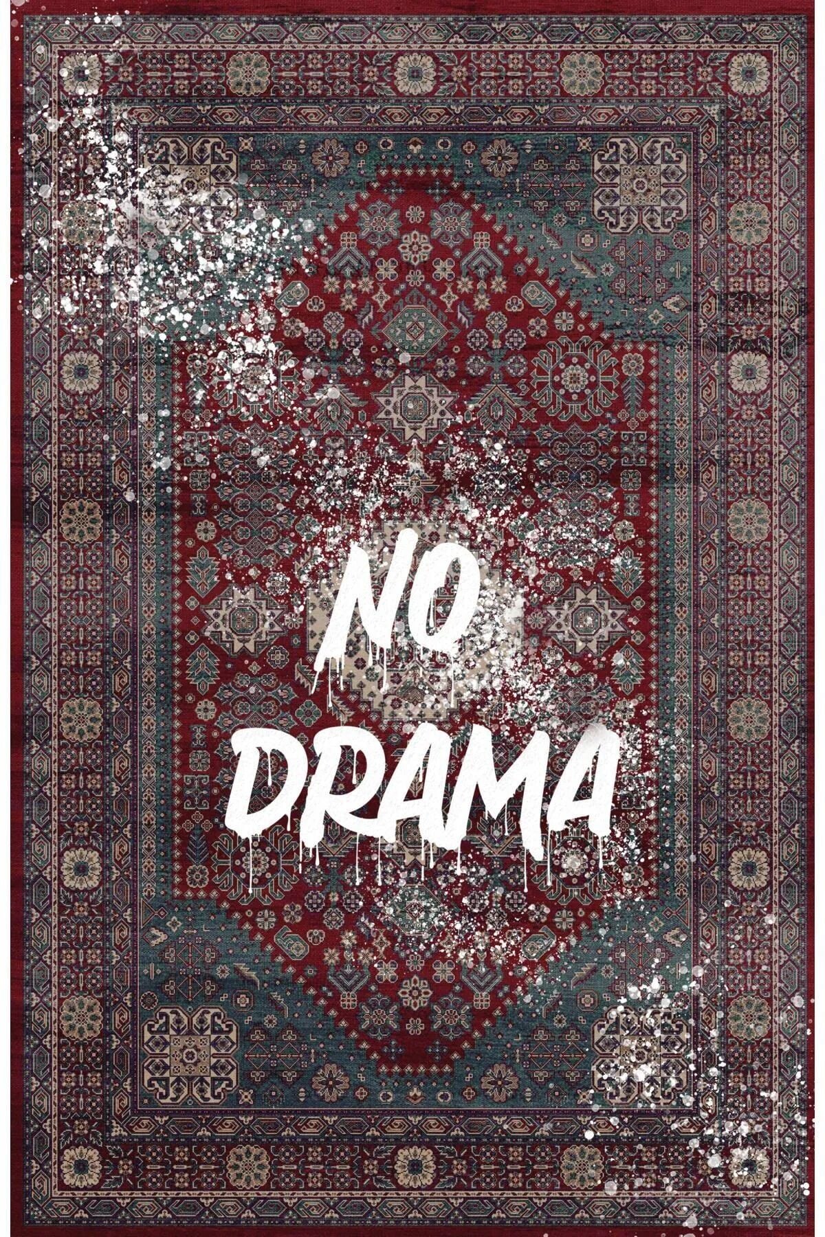 Drom Dokuma Taban Makinede Yıkanabilen Kilim Kaymaz Şönil No Drama Yazılı Modern Kreatif Halı