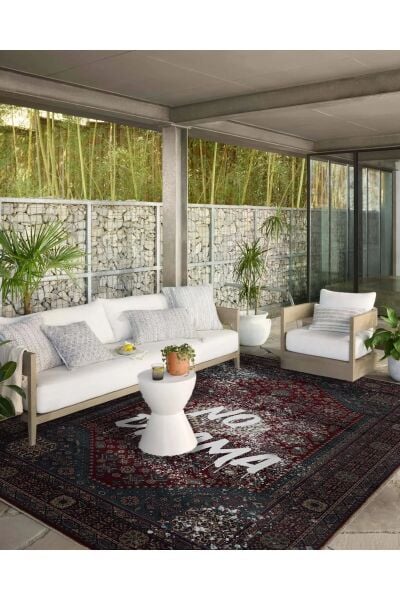 Drom Dokuma Taban Makinede Yıkanabilen Kilim Kaymaz Şönil No Drama Yazılı Modern Kreatif Halı