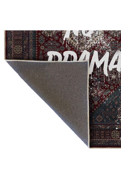 Drom Dokuma Taban Makinede Yıkanabilen Kilim Kaymaz Şönil No Drama Yazılı Modern Kreatif Halı