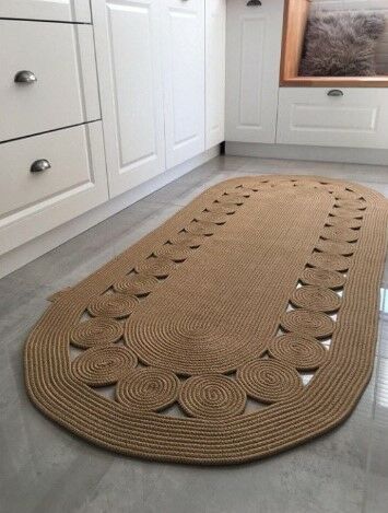 Milda 48 Jüt Yolluk Yıkanabilir Silinebilir Çift Taraflı Kilim Oval Jüt Halı Koridor Balkon MUtfak Banyo Halısı