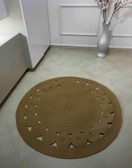 Milda 53 Kahverengi Çift Taraflı Yıkanabilir Örgü Jüt Kilim Bohem Dekoratif Antre Mutfak Balkon Banyo Jüt Halı