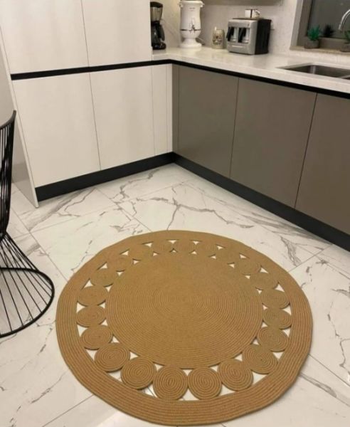 Milda 53 Kahverengi Çift Taraflı Yıkanabilir Örgü Jüt Kilim Bohem Dekoratif Antre Mutfak Balkon Banyo Jüt Halı