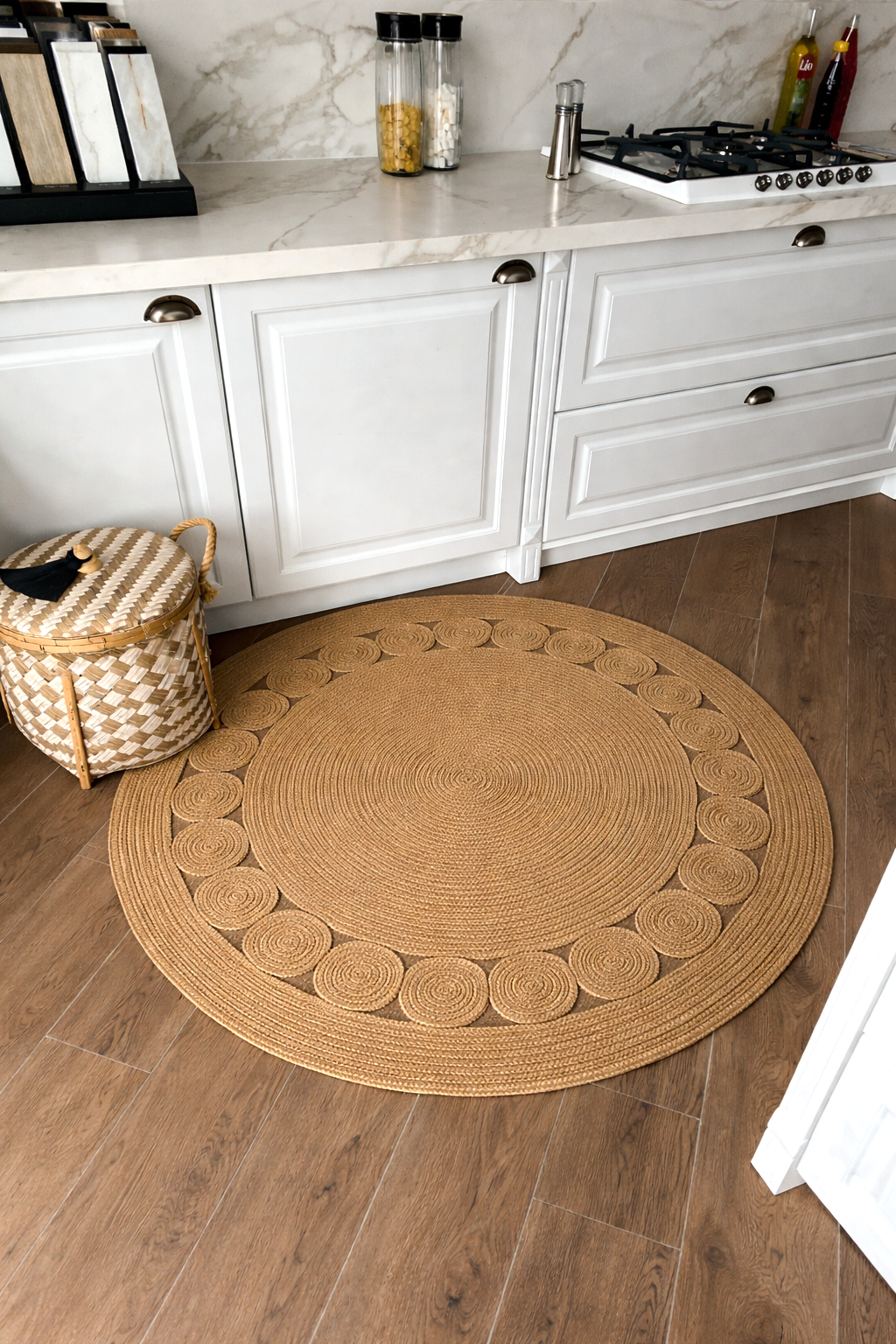 Milda 53 Kahverengi Çift Taraflı Yıkanabilir Örgü Jüt Kilim Bohem Dekoratif Antre Mutfak Balkon Banyo Jüt Halı