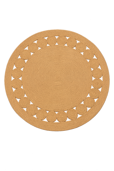 Milda 53 Kahverengi Çift Taraflı Yıkanabilir Örgü Jüt Kilim Bohem Dekoratif Antre Mutfak Balkon Banyo Jüt Halı 120x120