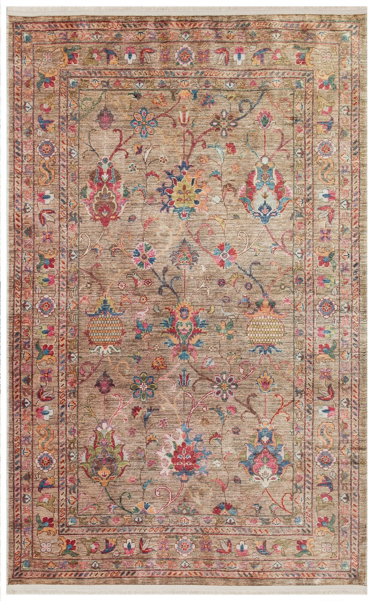 Eko Halı Antique ATK 08 Beige Antik Desen Makinede Yıkanabilir Halı Kaymaz Taban Vintage Modern Salon Mutfak Koridor Halısı