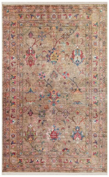 Eko Halı Antique ATK 08 Beige Antik Desen Makinede Yıkanabilir Halı Kaymaz Taban Vintage Modern Salon Mutfak Koridor Halısı