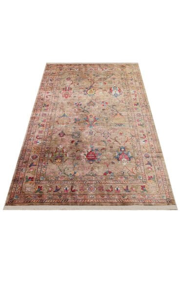 Eko Halı Antique ATK 08 Beige Antik Desen Makinede Yıkanabilir Halı Kaymaz Taban Vintage Modern Salon Mutfak Koridor Halısı