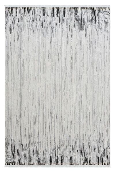 Seyran Halı Ahlat 7054 Siyah Çizgili Gri Akrilik Salon Halısı Yolluk Modern Akrilik Halı