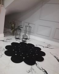 Milda 54 Siyah Jüt Hasırlı El Örgüsü Çift Taraflı Kilim Yuvarlak Jüt Halı