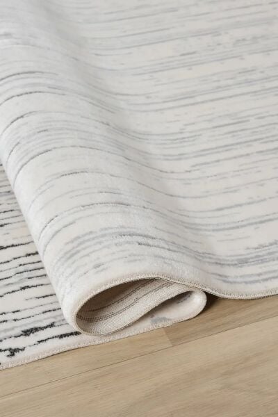 Seyran Halı Ahlat 7054 Siyah Çizgili Gri Akrilik Salon Halısı Yolluk Modern Akrilik Halı